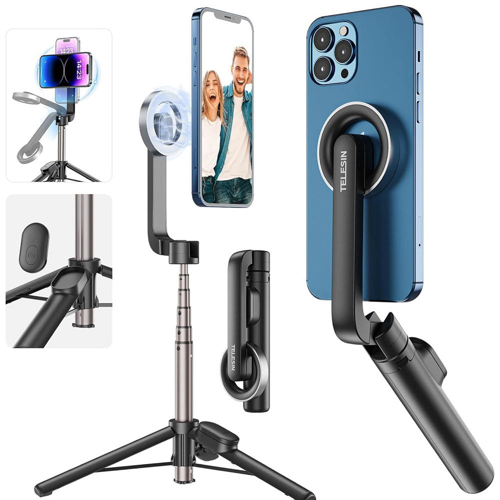 Telesin Magnetic Bluetooth Selfie Stick – iPhone MagSafe + Tripod WS-22005