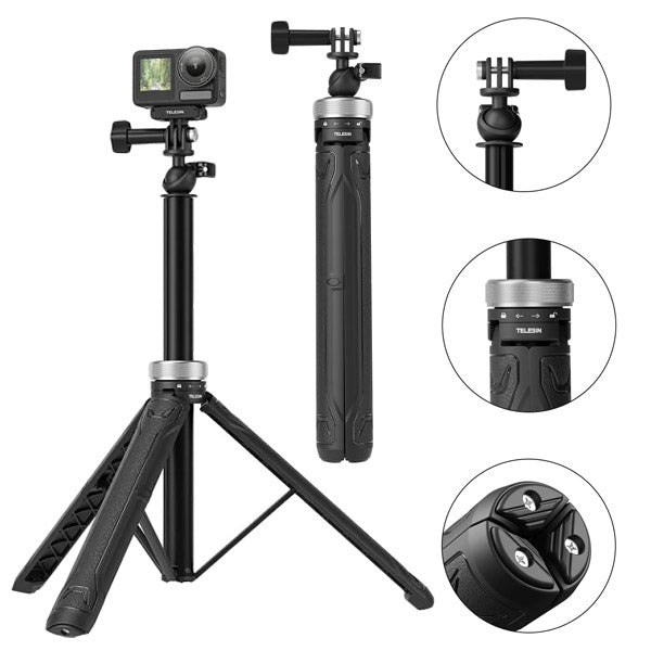 Telesin Panoramic Ball-Head Extendable Stick with Tripod for Action Cameras S1-TSS-01