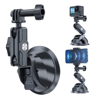 Telesin Heavy‑Duty Suction Cup Car Mount – 360° POV for Action Cameras & Smartphones TE-SUC-012