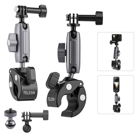Telesin Aluminum Alloy Universal Handlebar Mount – 360° Clamp for Cameras and Smartphones GP-HBM-001
